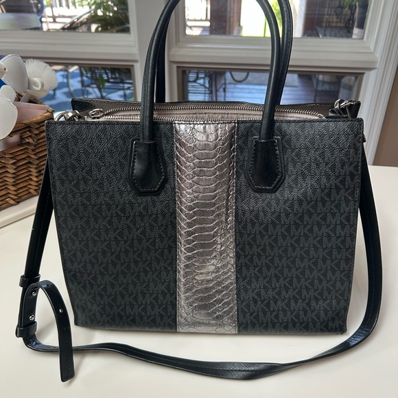 Michael Kors Black and Silver Satchel - Picture 2 of 3
